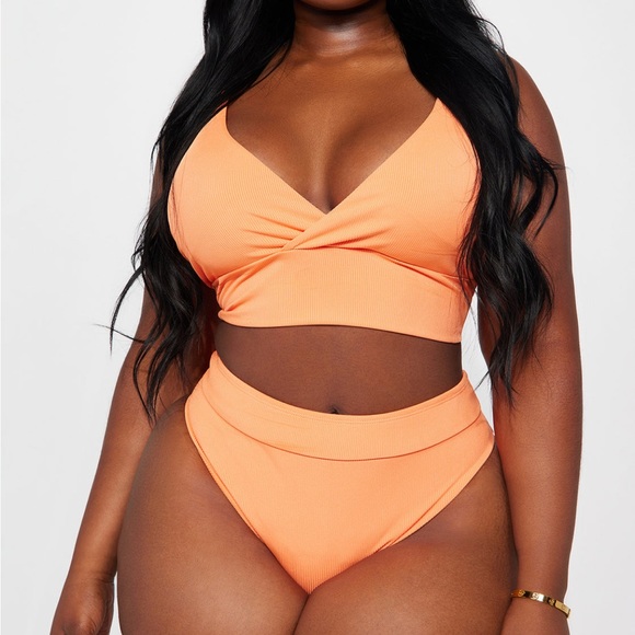 NWT Orange High Waisted Bathing Suit - Picture 3 of 8